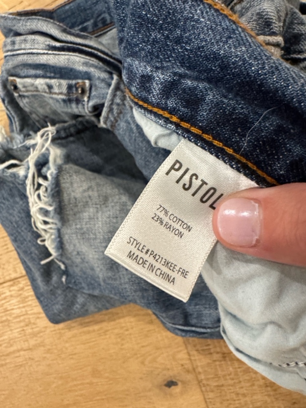pistola Light Blue Distressed Denim Bermuda Shorts - Picture 5 of 5